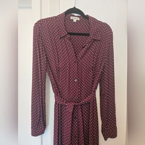 Whistles Margot Burgundy and White Midi Dress *as seen on Kate Middleton!*